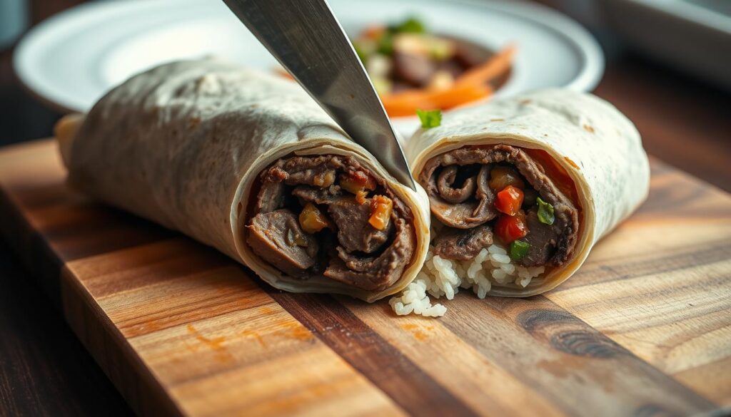 Steak Burrito Slicing Technique Steak Burrito Slicing Technique